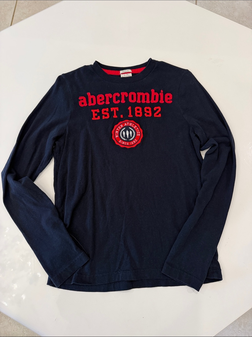 abercrombie kids Navy Long Sleeve Tee with Red Logo - Picture 2 of 13